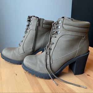 Torrid Olive Green Faux Leather Lace-Up Hiker Boot Wide Width